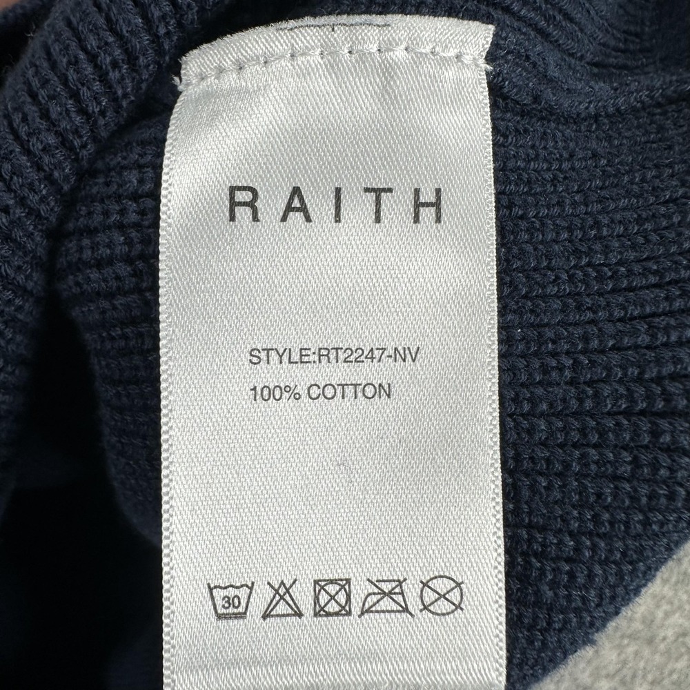 RAITH Cardigan Sweater Mens Large Blue 100% Cotton Button Front Knit Pockets - Picture 5 of 16